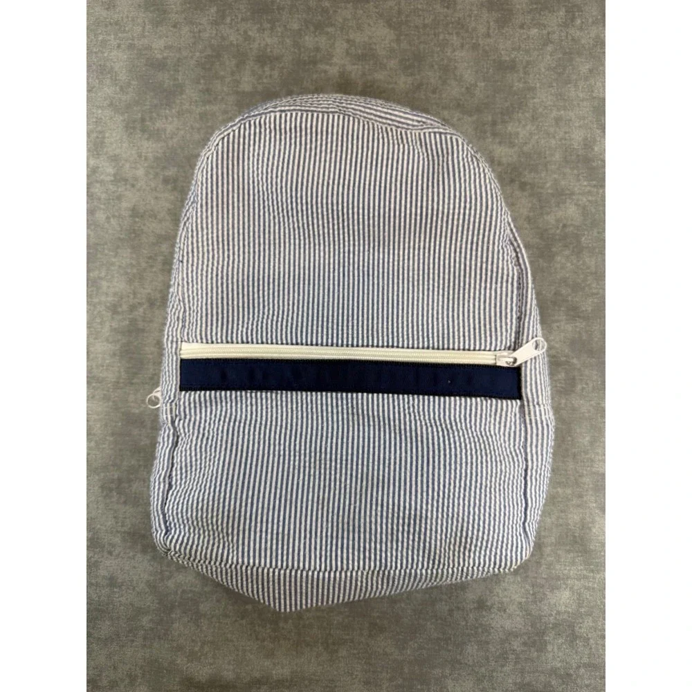 Mint Sweet Little Things Seersucker Backpack Blue White Stripe Kids School Bag